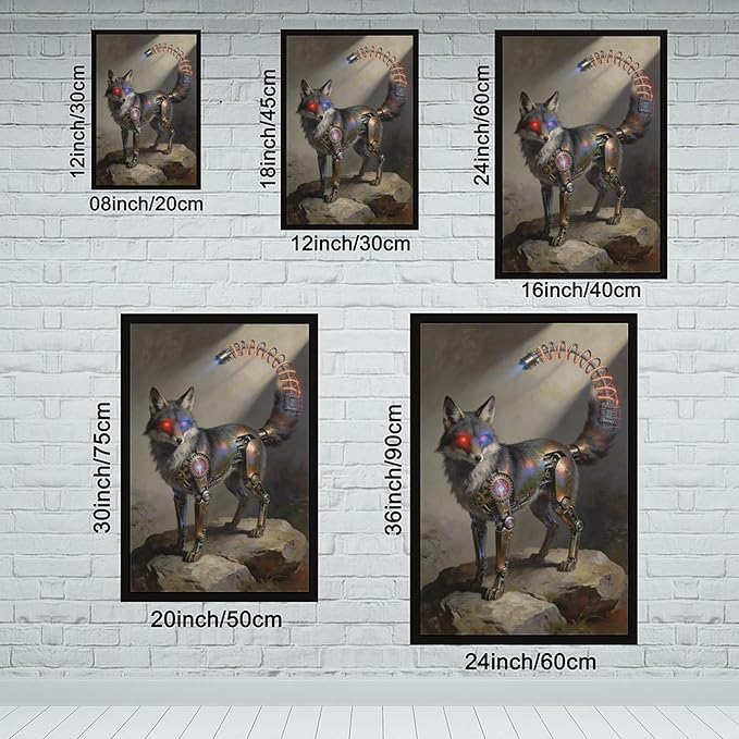 Framed Steampunk Fantasy Wall Art for Modern Living Room TV Wall Futuristic Industrial Style Decor Statement Artwork 12x18in