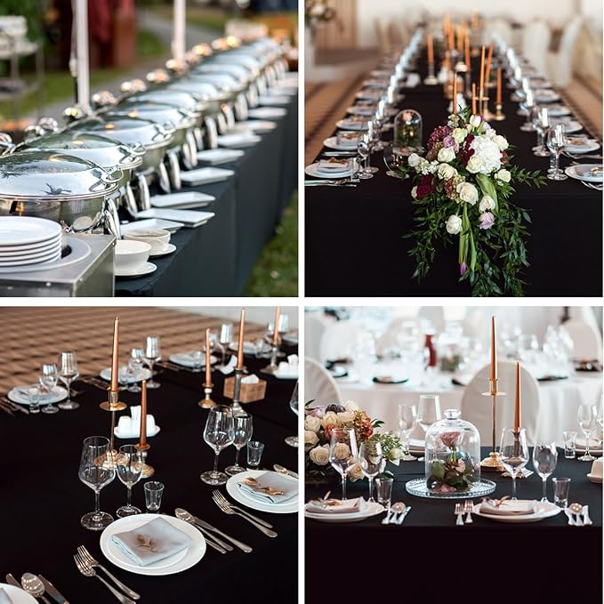 Rectangle Tablecloths 60x120 Inch 2 Pack Black Tablecloth for 6ft Washable Decorative Linen Polyester Table Cloths for 8ft Dining Table Banquets Buffet Parties and Wedding