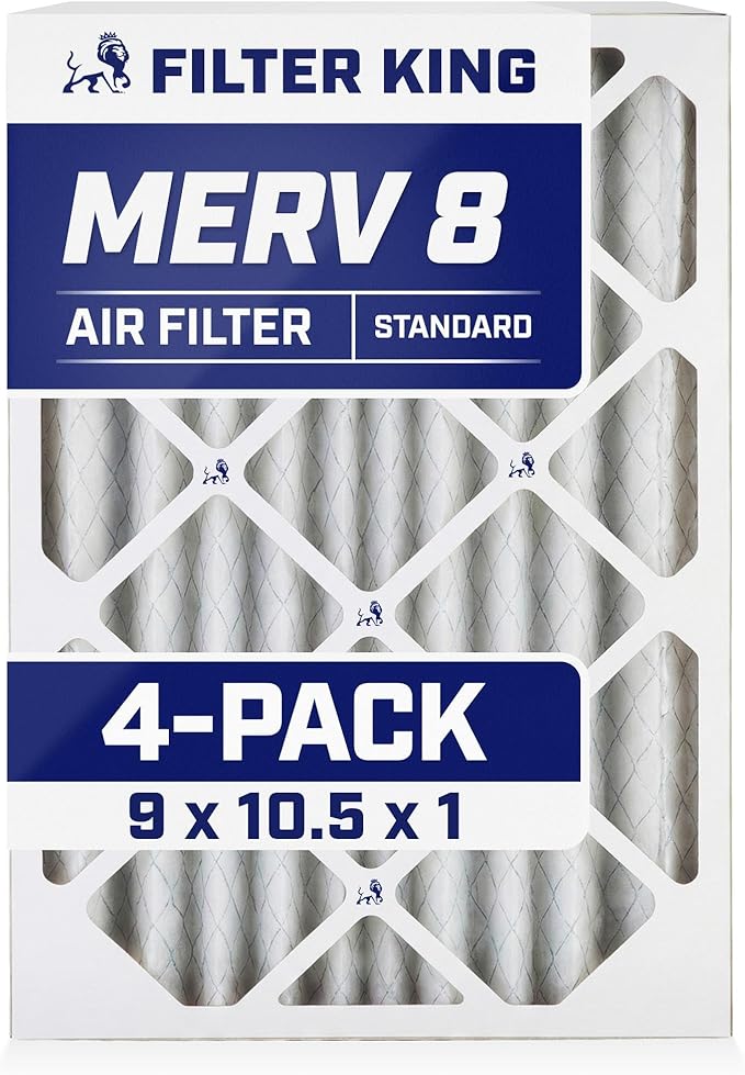 Filter King 9x10.5x1 Air Filter | 4-PACK | MERV 8 HVAC Pleated A/C Furnace