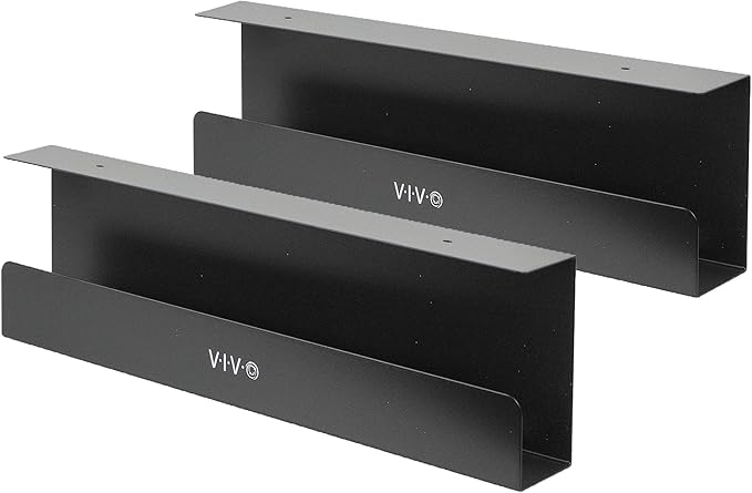 VIVO Under Desk 17 inch Cable Management Trays, Power Strip Holders, Cord Organizers, Wire Tamers for Office and Home, Black, 2 Pack, DESK-AC06-2C