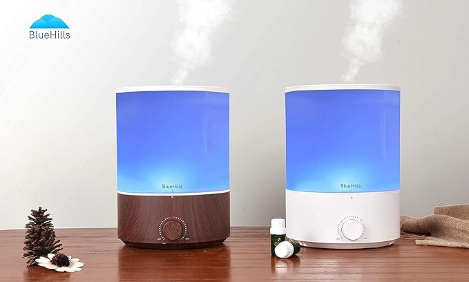 BlueHills Premium Set of Two Large 2500 ML and 4000 ML XL Essential Oil Diffusers Humidifier Combo for Large Room Home with Décor LED Lights Great Gift – Value Pack of Dark Wood Grain