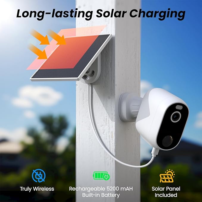 2K Outdoor Camera Wireless-Solar Camera Outdoor Wireless for Home Surveillance with AI Human Detection&Push Notifications, Color Night Vision, Easy Setup, 2.4GHz Wi-Fi, Works with Alexa, Z1 1P