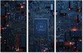 3 Panel Canvas Prints Motherboard Digital Chip Wall Art Circuit Board Pictures Wall Painting Advanced Circuitry Artwork for Home Decor Stretched and Framed Ready to Hang (42"Wx28"H)