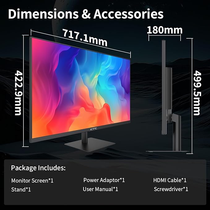 KTC 32 Inch 2K 120Hz Computer Monitor, IPS QHD 2560 x 1440p Monitor with Ultra-Thin Bezels, HDR10, Adaptive Sync, HDMI/Display Ports, Tilt Adjustable, Eyecare, Ideal for Office and Casual Gaming