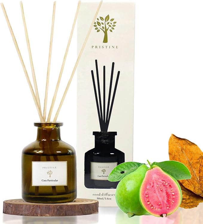 PRISTINE Casa Particular/Inspired by Wyndham Reed Diffuser for Home | Rich Blend of Tobacco Leaves, Sweetness of Guava Reed Diffuser Set, Oil & Reed Diffuser Sticks | Home & Office Decor