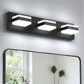 Bathroom Lighting Fixtures Over Mirror, 3 Light Bathroom Vanity Light Fixtures with Cool White 5000K, Matte Black LED Modern Vanity Wall Lights for Bath, Dressing Room, Restroom, 21.6 inch
