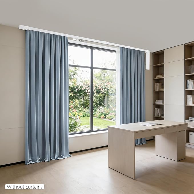 Electric Curtain Rail with Remote Control, Smart Curtains System, Adjustable Length Motorized Curtain Track, for Sliding Door One-Way or Split Draw (204.7 Inch)