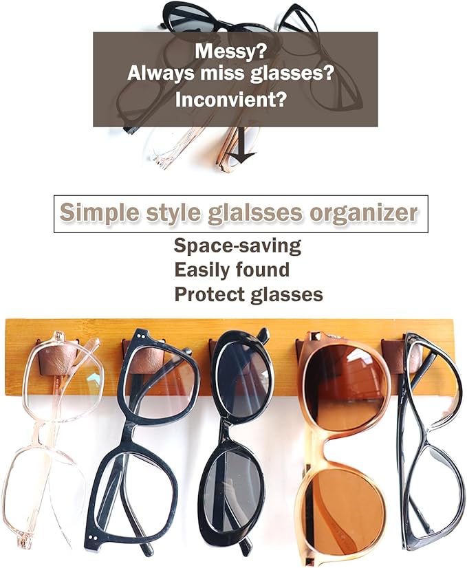 ACOCOFE Sunglass Organizer Glasses Holder,Wood Eyeglass Storage Holder,Sunglasses Rack Eyewear Display((2 pack Gray-white)