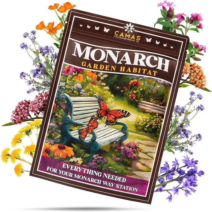 Monarch Butterfly Garden Kit with Milkweed Seeds–Perennial Flower Seeds to Plant Outside| 1/4 Pound Pure Bulk Wildflower Seeds | Garden Seeds for Attracting Pollinators | Seed Packets for Spring/Fall