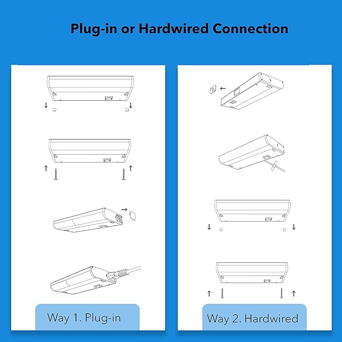 Hardwire Under Cabinet Lights Hardwired or Plug in Tasking Lighting White & RGB Color Changing Dimmable with Remote, Alexa, Google Enabled, Smart Under Counter Lighting Fixture for Kitchen (18 Inch)