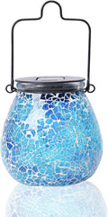 Afirst Mosaic Solar Lanterns Outdoor - Glass Hanging Solar Lights Hollow Out Waterproof Table Lamp Outdoor Decorative for Garden, Patio, Holiday Party Outdoor Decoration