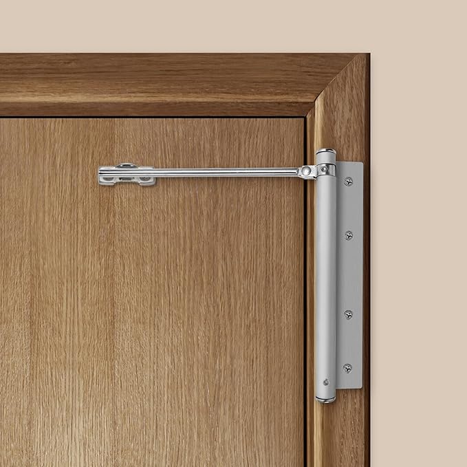 Automatic Door Closer Stainless Steel Soft Close Safety Spring Door Closer for Home Hotel with Screws, Brushed Nickel