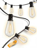 20FT LED Outdoor String Lights,Edison Lights Outdoor String with 22 Shatterproof ST40 Vintage Edison Bulbs,Outside Lights Waterproof for Outside Backyard Porch,Garden,Black