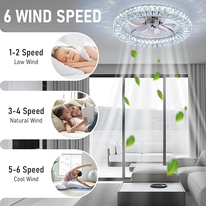 RGB Ceiling Fans with Lights, 22" Low Profile Ceiling Fan with Lights Remote for Bedroom,Smart Bladeless LED Fan Light,Nickel Modern Flush Mount Ceiling Fan Light with Remote/APP Control