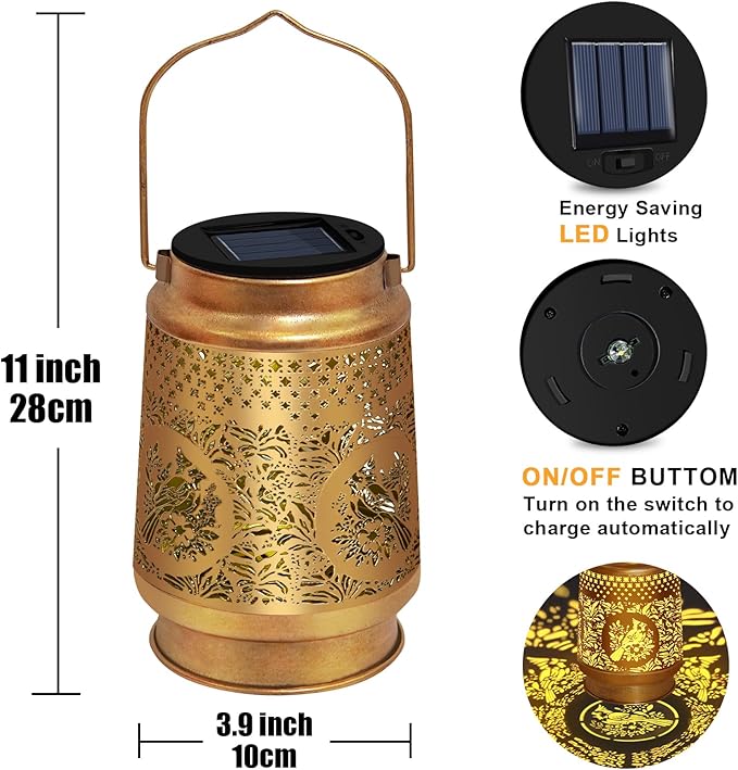Cardinal Solar Lanterns Outdoor Waterproof Hanging Solar Lights, Cardinal Garden Decor Birthday Gifts for Women Mom, Hanging Metal Garden Lights for Yard Patio Lawn Landscape Christmas Gifts