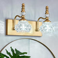 Modern Glass Crystal Vanity Light - Vintage Bathroom Lighting Fixtures Over Mirror, 2 Light Vanity Lights G9 Bulb (11.81 Inch,Brass)