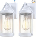 LONEDRUID 2 Pack Dusk to Dawn Sensor Outdoor Wall Sconce Lighting White Exterior Porch Lantern Modern Outside Garage Light Fixtures Waterproof Wall Mount Lamp for House Patio Front Door