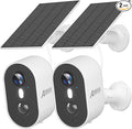 ANRAN Solar Security Cameras Wireless Outdoor for Home Security, 3MP 2K Color Night Vision WiFi Surveillance Home Camera with Solar Panel, Spotlight, PIR Detection, 2-Way Talk, 2 Packs