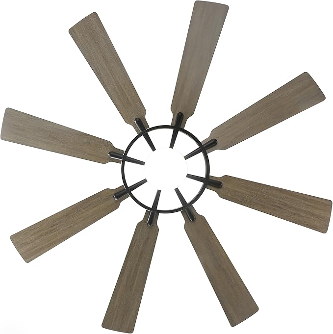 ELEHINSER 60 Inch Ceiling Fan with Lights and Remote Control, 8 Plywood Blades, 6-Speed Noiseless Reversible DC Motor, 3CCT, Windmill Ceiling fan for Kitchen Bedroom Living Room, Black and Grey