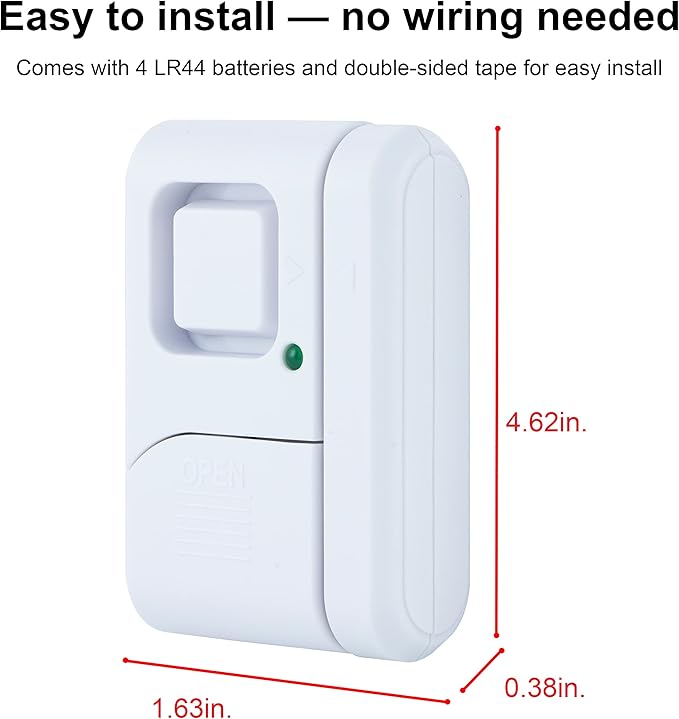 GE Personal Security Window and Door Alarm, 2 Pack, DIY Protection, Burglar Alert, Wireless Chime/Alarm, Easy Installation, Home Security, Ideal for Home, Garage, Apartment and More, White, 45115