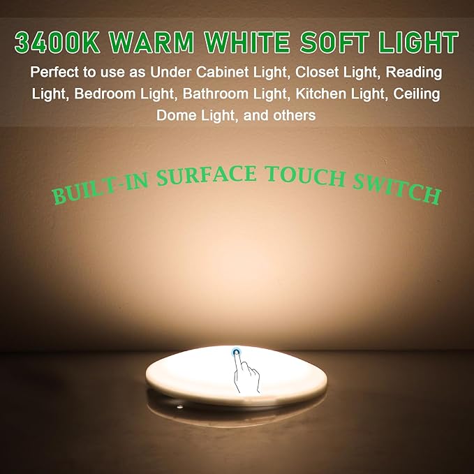 RV lights interior,4.5 inch LED ceiling lights, 12V light fixtures with touch switch for rv,camper,trailer and boat,warm white 3000-3400K(Pack 6)