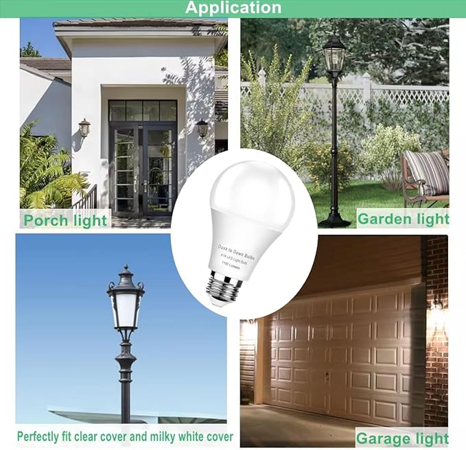 GEPLAD 12-Pack Dusk to Dawn Light Bulbs Outdoor 75 Watt Equivalent, Automatic On/Off Sensor LED Light Bulb, 10W Daylight 5000K, 1100 Lumen, A19 E26 Bulbs