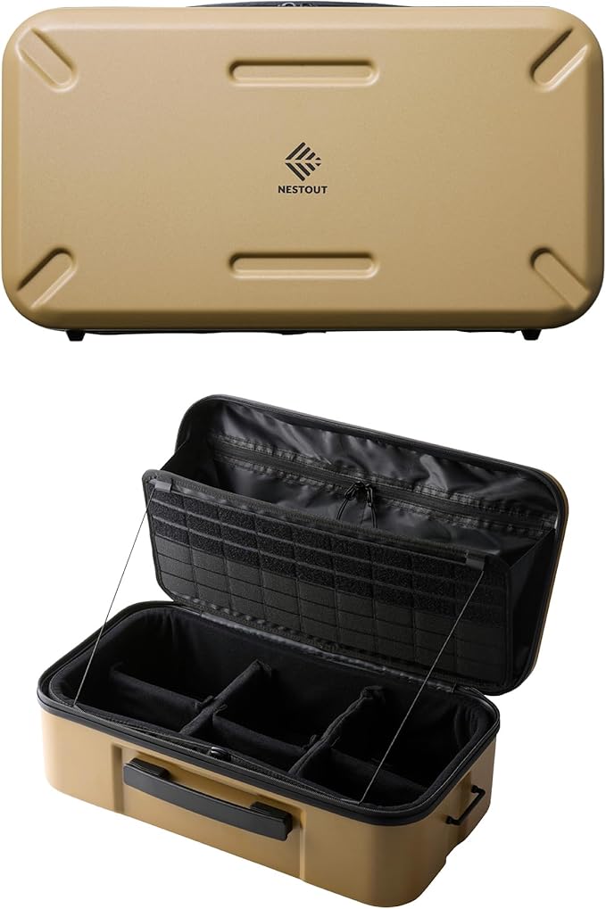 ELECOM NESTOUT Gear Storage Case, Lightweight Hard Shell Organizer, Water-Resistant, Stackable Organizer with Padded Dividers, Fits Cameras & Accessories Travel Outdoor Tech Accessories