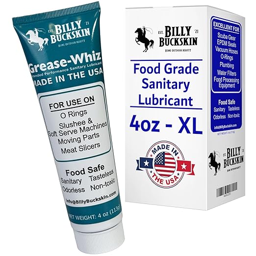 Grease-Whiz Food Grade Grease Lubricant (4oz, 12 Pack) - Lubricate Ice Cream, Slushee Machine, Beer Kegs, Pools, O Rings - Food Grade Lubricant for Commercial & Domestic Use by Billy Buckskin