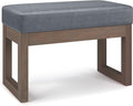 SIMPLIHOME Milltown Small Ottoman Bench - 27 inch Wide Upholstered Vegan Leather Rectangle Footstool Ottoman in Stone Grey, Contemporary Bench for Bedroom or Entryway with Cushioned Seat, Assembled