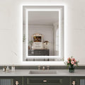WTTY LED Bathroom Mirror with Backlit and Front Light, 24" X 31.5" Stepless Dimmable LED Mirror for Bathroom,Anti-Fog Lighted Bathroom Vanity Mirror Modern for Wall,Memory Function,Shatter-Proof