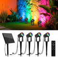 ZYAN Solar Landscape Spotlights Outdoor, Auto On/Off & IP65 Waterproof, LED Spot Lights for Garden, Pathway, Tree, Yard Warm White/RGB Color (Multi-Colored, 4 Pack)