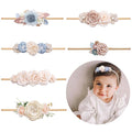 Baby Girl Flower Headband 6 PCS Elastic Hairbands Handmade Nylon Bows Headbands Chic Floral Hair Accessories Kids Gifts for Newborn Infant Toddlers