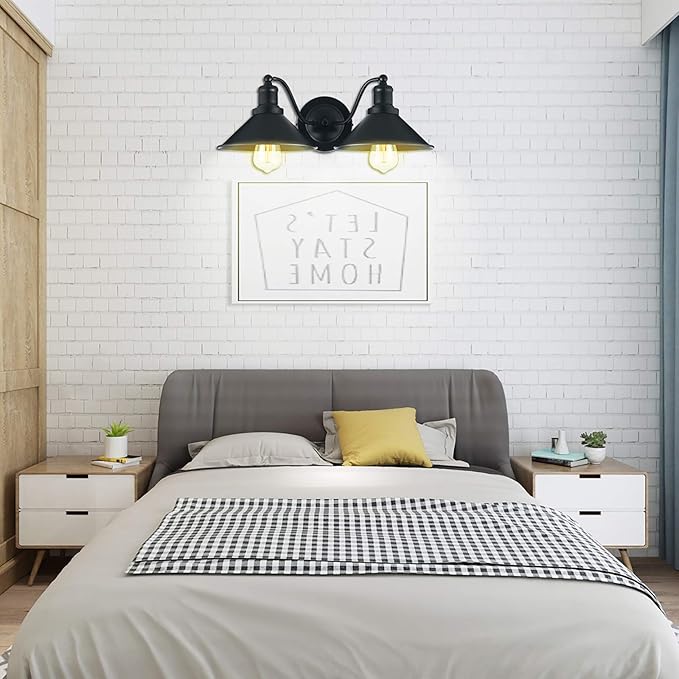 2-Light Bathroom Vanity Light Wall Sconce Industrial Kitchen Bathroom Farmhouse Wall Lighting Oil Rubbed Black Finish Rustic Wall Lamp