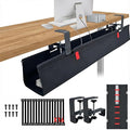 [Upgraded] Under Desk Cable Management, 48" Cord Organizer, with Silicone Pads (No Scratch!), 16 Cable Ties, Washable PE Honeycomb Base,Fits Any Desk 0-2.1", No Stinky Cardboard!Black 48"L x 6"W