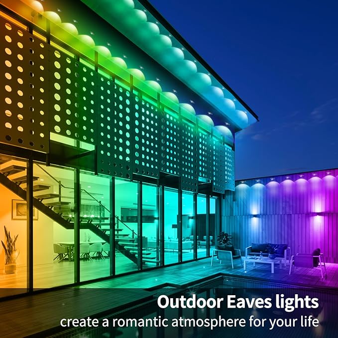 Permanent Outdoor Light,60ft RGB Eave Lights with App Control Remote,IP67 Waterproof LED Lights,Music Sync Outside Light for House,Halloween,Roof,Garden,Christmas Decorations