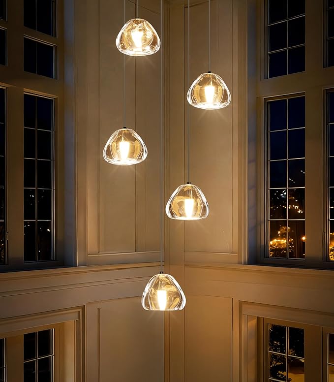 Modern Glam Chandelier LED Kitchen Pendant Lights Island Lighting Remote Dimmable Fixtures Bubble Crystal Floating Chandelier Black Corner Pendants Light