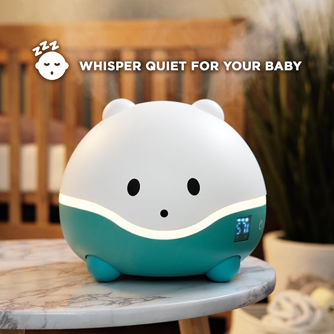 LittleHippo WISPI 3-in-1 Humidifier, Diffuser & Night Light for Baby/Kids - 3 Mist Strength, 7 LED Color Changing Lights, Essential Oil Tray for Aromatherapy - Cute Humidifiers for Bedroom/Nursery