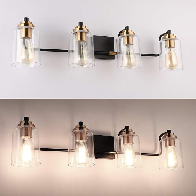 SOLFART Vintage 4 Light Bathroom Vanity Light Bathroom Light Fixtures Over Mirror Wall Sconce Bath Lighting restoom 4 Lights