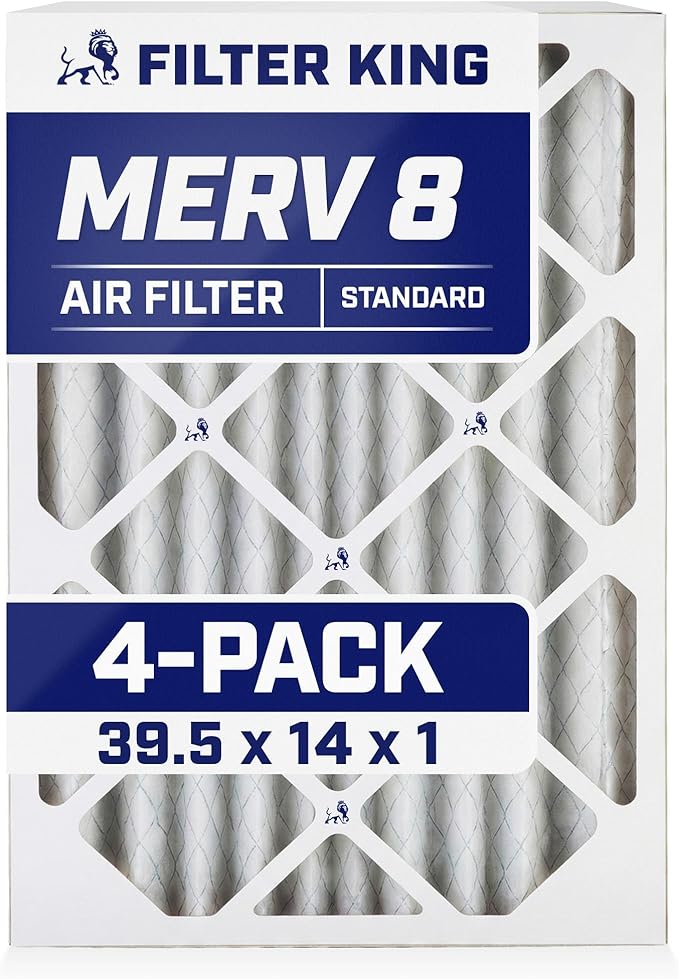 Filter King 39.5x14x1 Air Filter | 4-PACK | MERV 8 HVAC Pleated A/C Furnace Filters | MADE IN USA | Actual Size: 39.5 x 14 x .75"