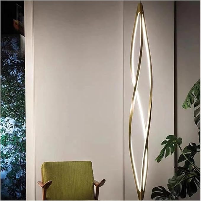 Pendant Lights, Modern Home Decor Led Lights Pendant Light Lamps Forstaircase Chandeliers for Living Room Hanging Indoor Lighting(APP with RC Dimmable,Gold 120cm)