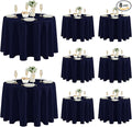 Fitable 8 Pack Round Tablecloths: Stain Resistant Wrinkle Free Circle Table Clothes, Washable Reusable Polyester Table Covers for Wedding Party Birthday Banquet Reception(Navy, 120 Inch)