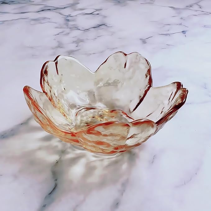 Amber Crystal Flower Jewelry Ring Dish, Clear Trinket Bowl, Cute Nightstand Decor Ring Holder for Women, Home Decor Gifts for Women, Wedding, Birthday, Mother's Day