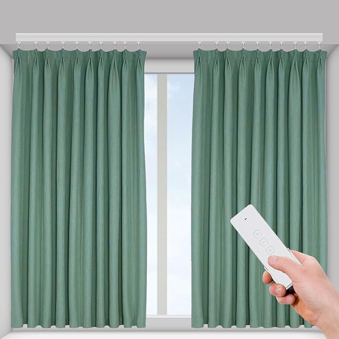 Bacocoo Electric Motorized Curtain Rail Track with Remote Control, Smart Curtains System Smartphone App Control Applicable for Home/Office. Automatic Curtain Opener 7.08-13.78ft.