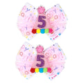 2Pcs Birthday Hair Bow for Baby Girls 1 2 3 4 5 6 Years, Pink Confetti Ice Cream Party Decorations, Sparkling Bows Hair Accessories for 5th Birthday