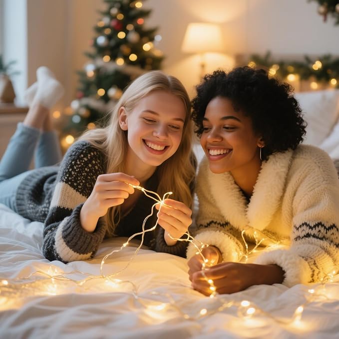 LitHome 2 Pack Warm White Fairy Lights Battery Operated, 20 FT 60 LED Twinkle Lights Battery Operated 2 Modes, Waterproof Led Fairy String Light for Indoor Outdoor Christmas Wedding Bedroom Decor