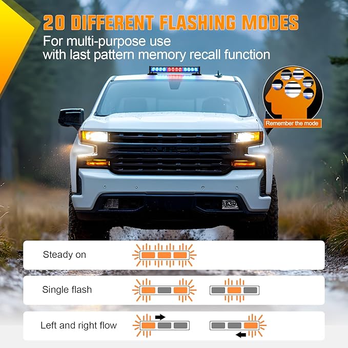 Nilight 12LED Wireless Emergency Strobe Light Red Blue 14 Inch Magnetic Mount Mini Light Bar 12V Rooftop Powered Hazard Warning Flashing Lights for Car Truck Trailer Snow Plow Construction Vehicles