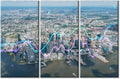 TUMOVO New Jersey City Financial Downtown Skyscrapers Canvas Wall Art 3 Panel Forex Graph Hologram Painting Artwork Black and White Wall Art Print on Canvas Framed Ready to Hang (60" Wx40 H)