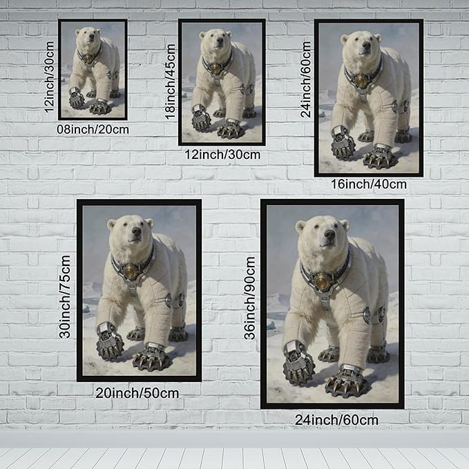 Framed Futuristic Fantasy Wall Art for Living Room TV Wall Modern Tech Style Home Decor 16x24in