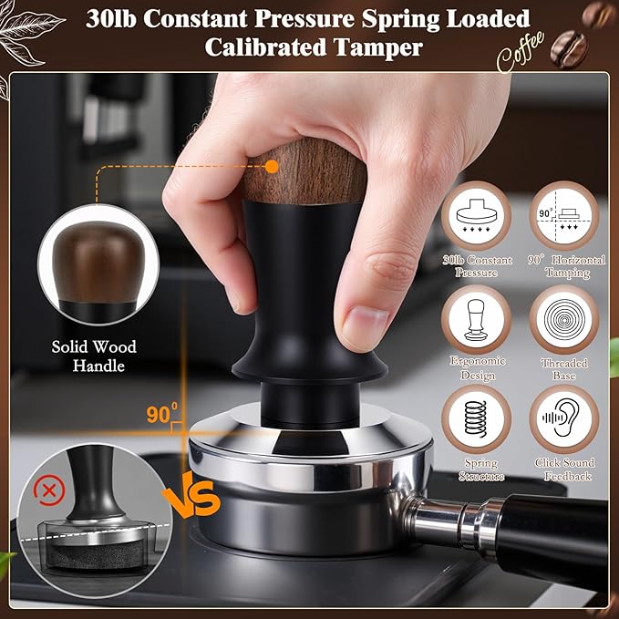 8 PCS Espresso Accessories Kit, 54mm Espresso Tamper Kit Coffee Tamper Set with Coffee Distributor, Espresso Tamping Station, Espresso WDT Stirrer, Puck Screen,Dosing Funnel