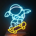 "Astronaut Skateboarding" Space Adventure Light - Cool & Gravity-Defying LED Wall Art for Game Room, Dorm, Bedroom Decor, Dimmable USB, Awesome Gift for Sci-Fi Fans & Adventurers